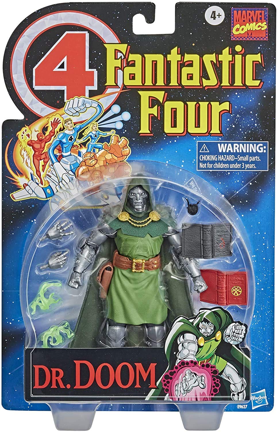 Marvel Vintage 6-Inch-Scale Dr. Doom Fantastic 4 Action Figure Toy, 10 Accessories, For Kids Ages 4 And Up, Green, Purple