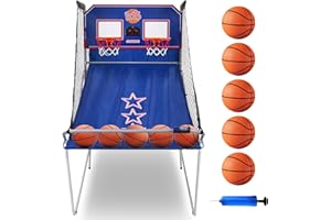 Atlasonix Basketball Arcade Game - Arcade Basketball Game Indoor, Pop a Shot Game Dual Players for Kids and Adults, Electronic Scoring System with 5 Basketballs, Fun