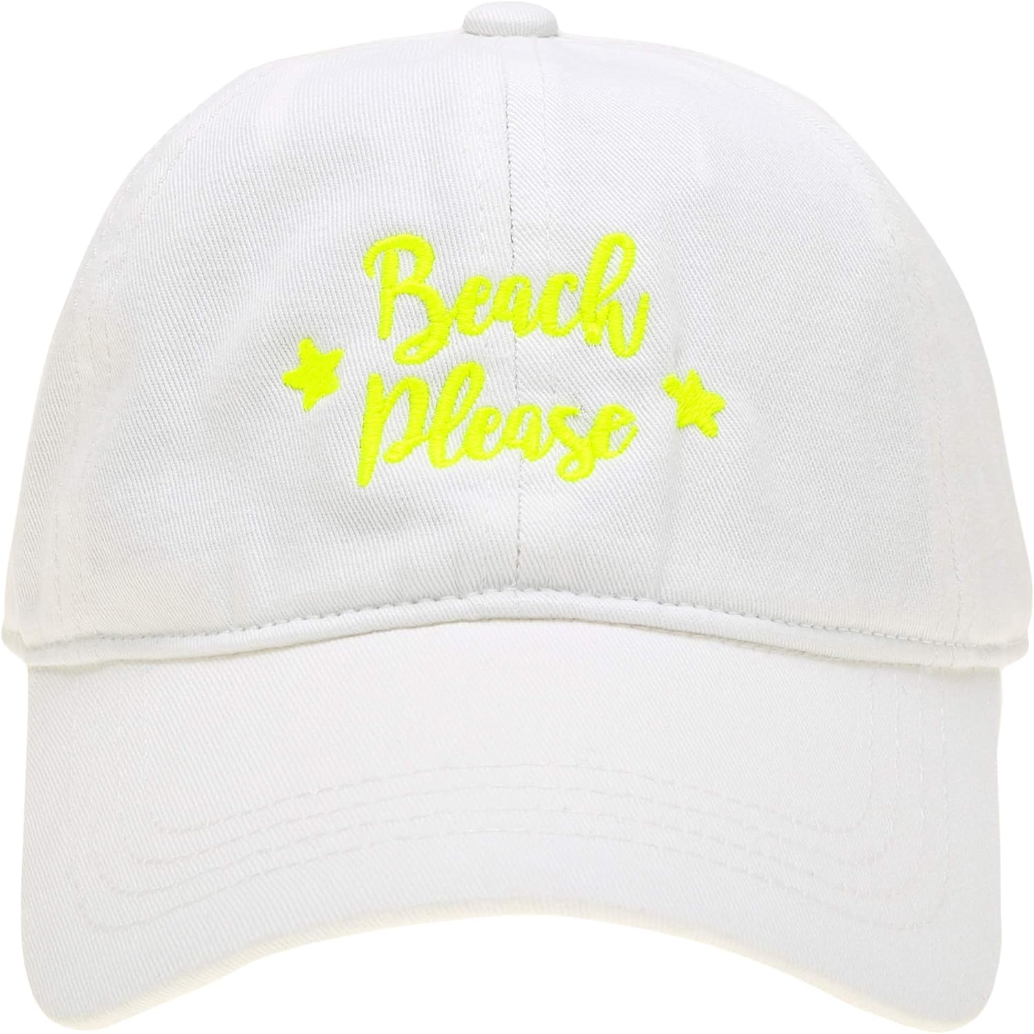 MIRMARU Baseball Dad Hat Vintage Washed Cotton Low Profile Embroidered Adjustable Baseball Caps (Beach Please - Neon Yellow) at  Women’s Clothing store
