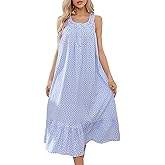 IZZY + TOBY 100% Cotton Nightgowns for Women Soft Ladies Gowns Sleepwear Long Sleeveless Nightgown