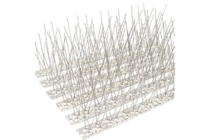 QIEGL Bird Spikes 304 Stainless Steel for Coverage 50Ft 46pcs Pigeons Anti Bird Spike Small Birds Sparrow Metal Fence Spikes (46 Pack Uninstalled)