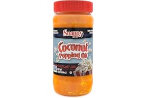 Snappy Butter Flavored Coconut Oil for Home Movie Theater Popcorn, Naturally Colored with Beta Carotene, 15 ounce, Premium Cooking Oil for Snack Preparation