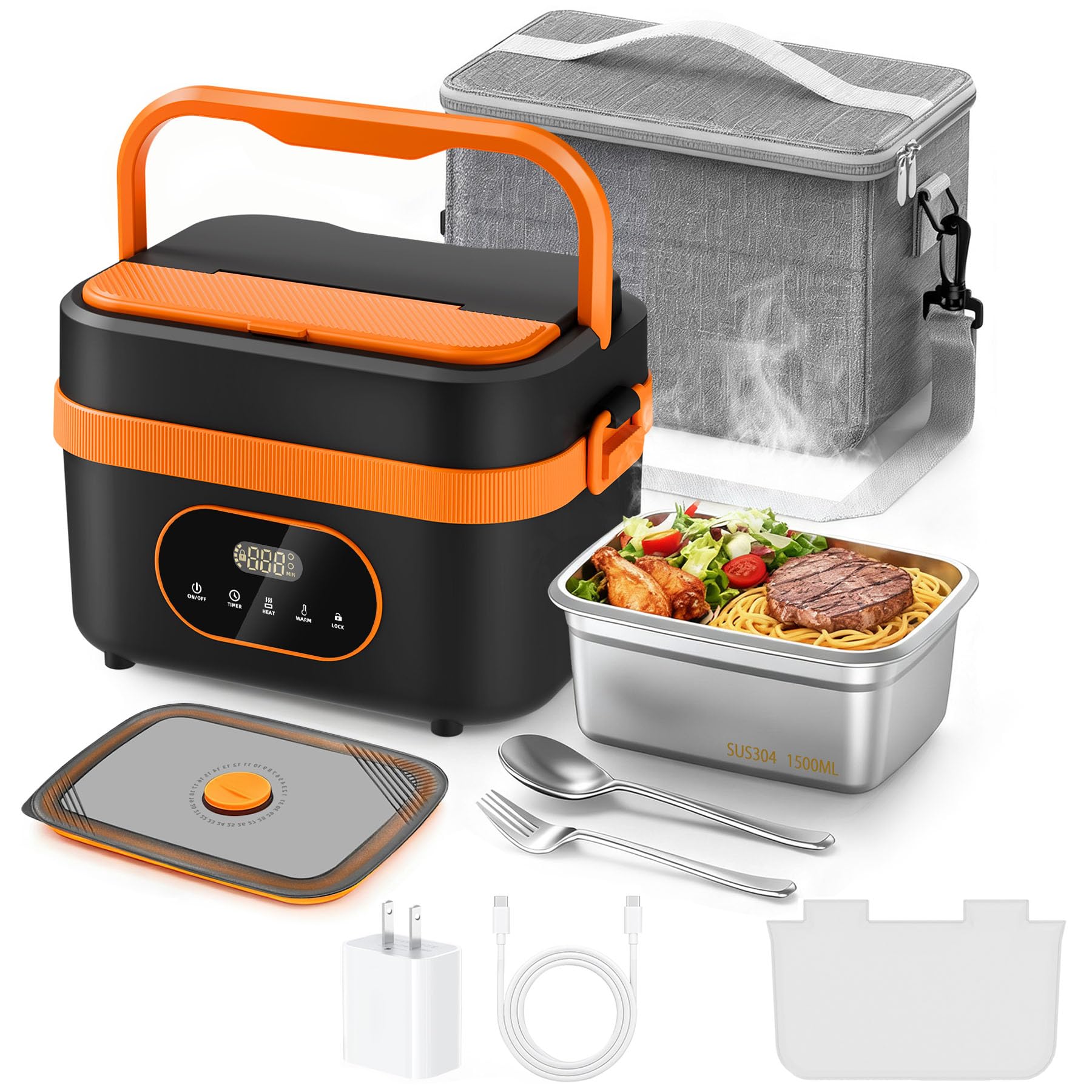 Photo 1 of ***MISSING PARTS***
AYOUGE Heated Lunch Box, 16000mAh Cordless Electric, 1.5L Portable Self Heating Lunch Box for Adults, Rechargeable Food Warmer for Office, Picnic,Car Travel,Outdoor Use-Orange