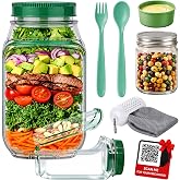 Salad Jar with Side Opening Kit, 24 oz Salad Pod for Meal Prep with Dressing Cup, Seed Container &amp; Reusable Cutlery, BPA-Free Lunch Container for Work, Travel &amp; On-the-Go