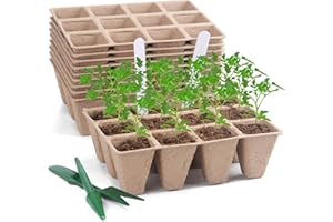 QDBNW 120 Cells Peat Pots Seed Starter Trays,10 Pack Biodegradable Seedling Pots,Seed Starter Tray Kit for Gardens Fruit Vegetable and Greenhouse