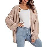 Simlakey Womens Oversized Cardigan Sweaters Lantern Sleeve Knit Open Front Sweaters Tops Fall Fashion Casual Cardigans