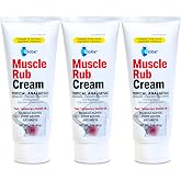 Globe Ultra Strength Muscle Rub Cream, Greaseless Formula, 3 Pack, 3 oz | Menthol Formula, Methyl Salicylate, Cooling Texture, Muscle Care Supply, Sports Bag Essential, Convenient Tube Packaging