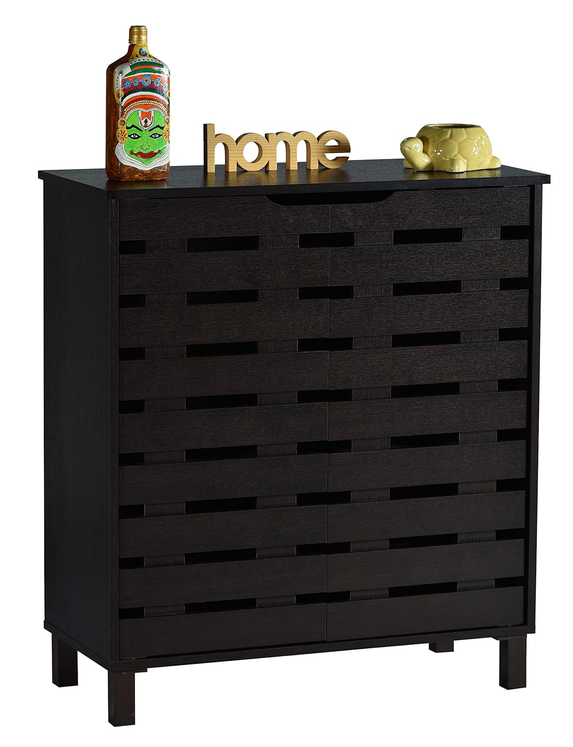 DeckUp MeritusL 2Door Shoe Rack (Dark Wenge, Matte