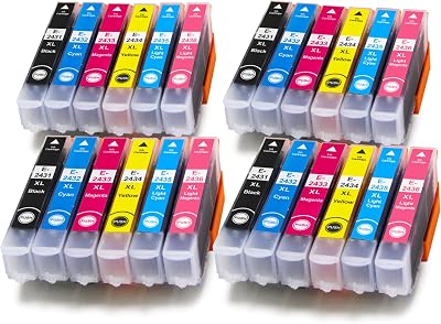 BVH Direct 24 24XL Ink Cartridges for Epson XP-750 XP-970 Printers Black Cyan