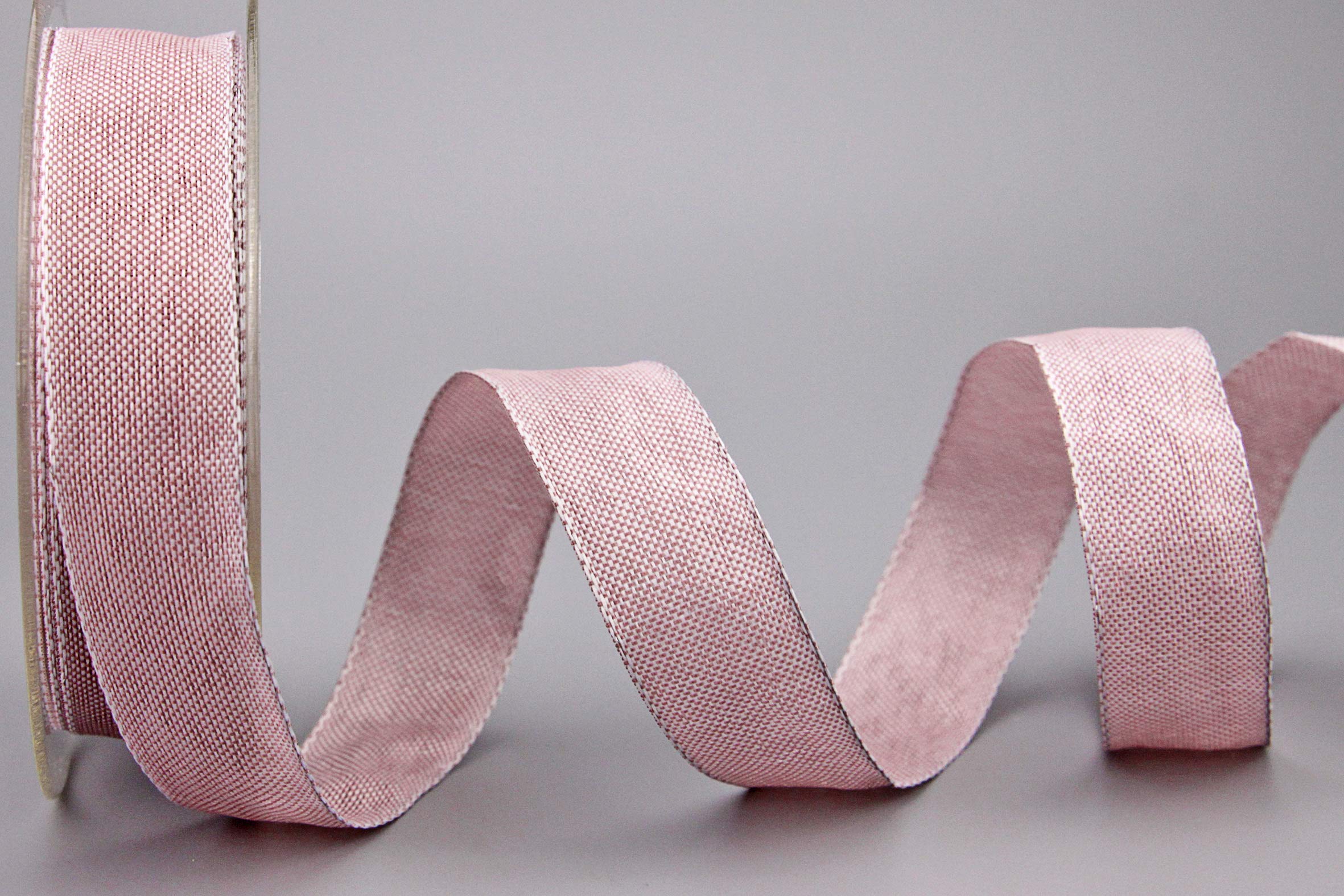finemark Decorative Ribbon Oliver Dusky Pink (107) 20 m x 25 mm (Roll) Fabric Ribbon with Wire Edges Slightly Shiny Linen Look Taffeta Ribbon Coarse Woven Gift Ribbon Elegant Decoration Christmas Prem