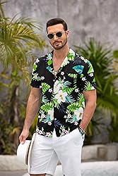 COOFANDY Mens Hawaiian Shirt Short Sleeve Floral