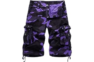 AOYOG Men's Camo Cargo Shorts Relaxed Fit Multi-Pocket Outdoor Camouflage Cargo Shorts Cotton