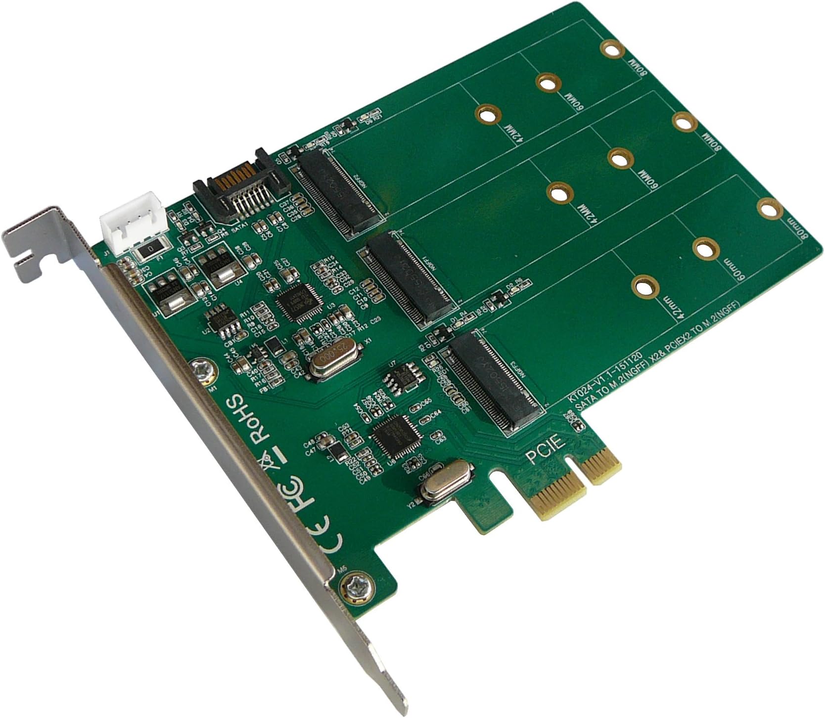 PCIe to 3x M2 (M.2 NGFF) "SATA" SSD Controller Card