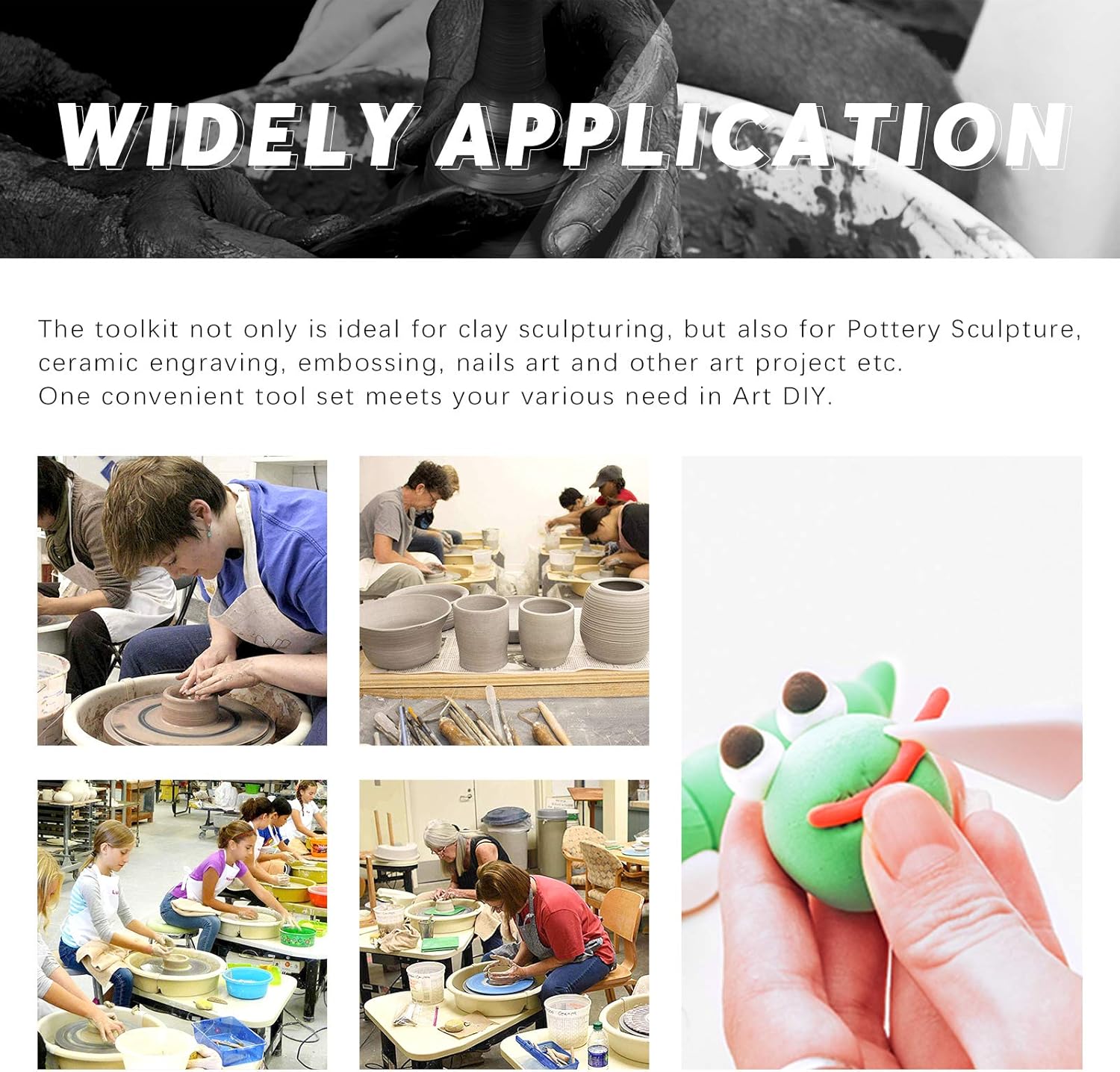 Swpeet 36Pcs Modeling Clay Sculpting Tools Kits, Ball Stylus Tool, Pottery Tools, Rubber Tip Pens, Plastic Clay Tools, Sculpting Kit for Making Modeling Clay Cake Fondant Decoration, Clay, Ceramics