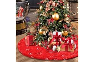 TOBEHIGHER Christmas Tree Skirt - 36 Inches Large Red Tree Skirt with High - End Soft Faux Fur Tree Skirt for Christmas Decorations Indoor Outdoor - Red