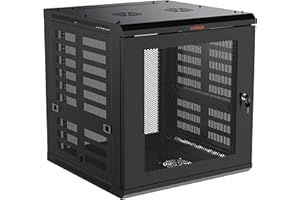 ECHOGEAR 12U Network Rack - Enclosed Wall Mount Rack Kit Includes 2X 1U Shelves, Pre-Mounted Fan, Lockable Door & Hardware - 
