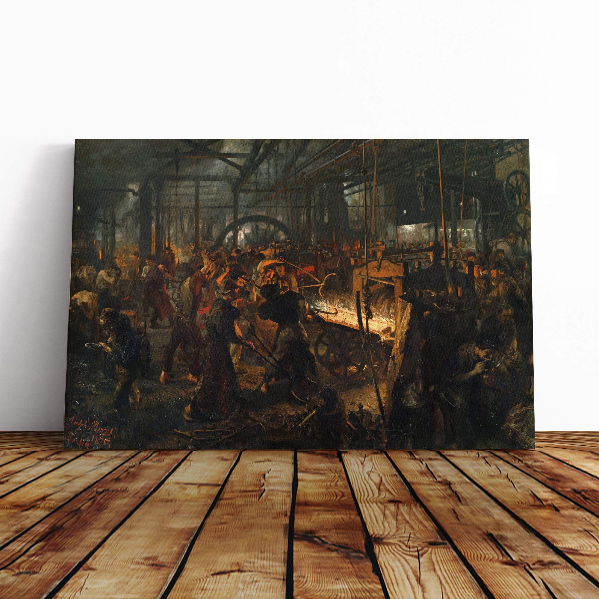 Adolph Menzel The Iron Rolling Mill Canvas Print | Gallery Wrapped 30mm Frame Wall Art | 20x14 inches | Ready to Hang | Modern Picture | Living Room Bedroom Lounge Office