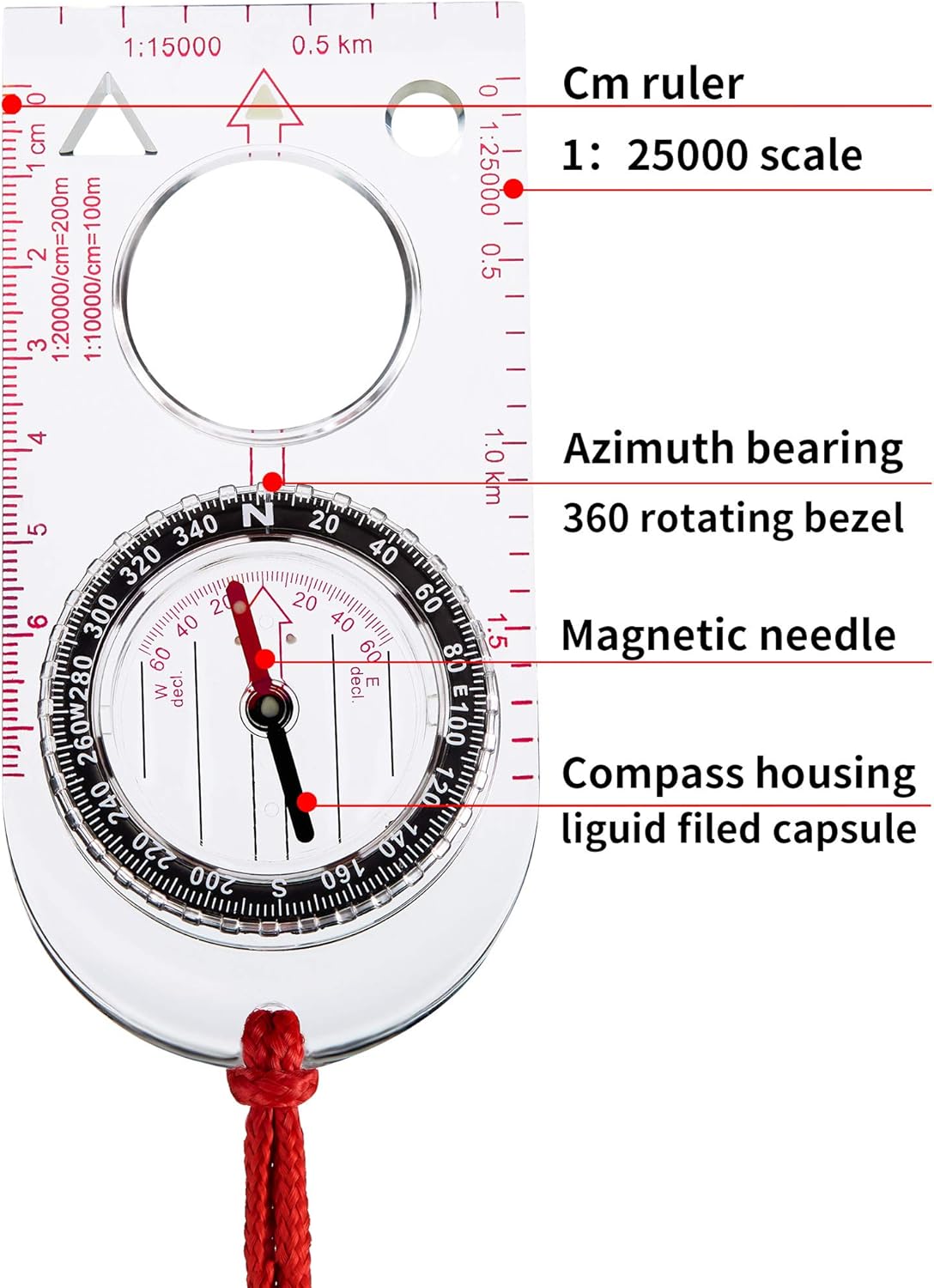 Gejoy 6 Pieces Navigation Backpacking Compass Orienteering Hiking Compass Adjustable Map Reading Compass for Boy Scout Kids Outdoor Camping (Style 2) : Sports & Outdoors