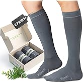 Compression Socks for Women Men 20–30mmHg, 2 Pairs Thick Knit Compression Stockings for Travel, Nurses, Daily Wear, Improve Circulation & Leg Support