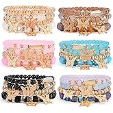 Bohemian Bracelet Sets for Women - 6 Sets Stackable Stretch Bracelets Multi-color Boho Jewelry for Women Hippie Bracelets Dainty Jewelry