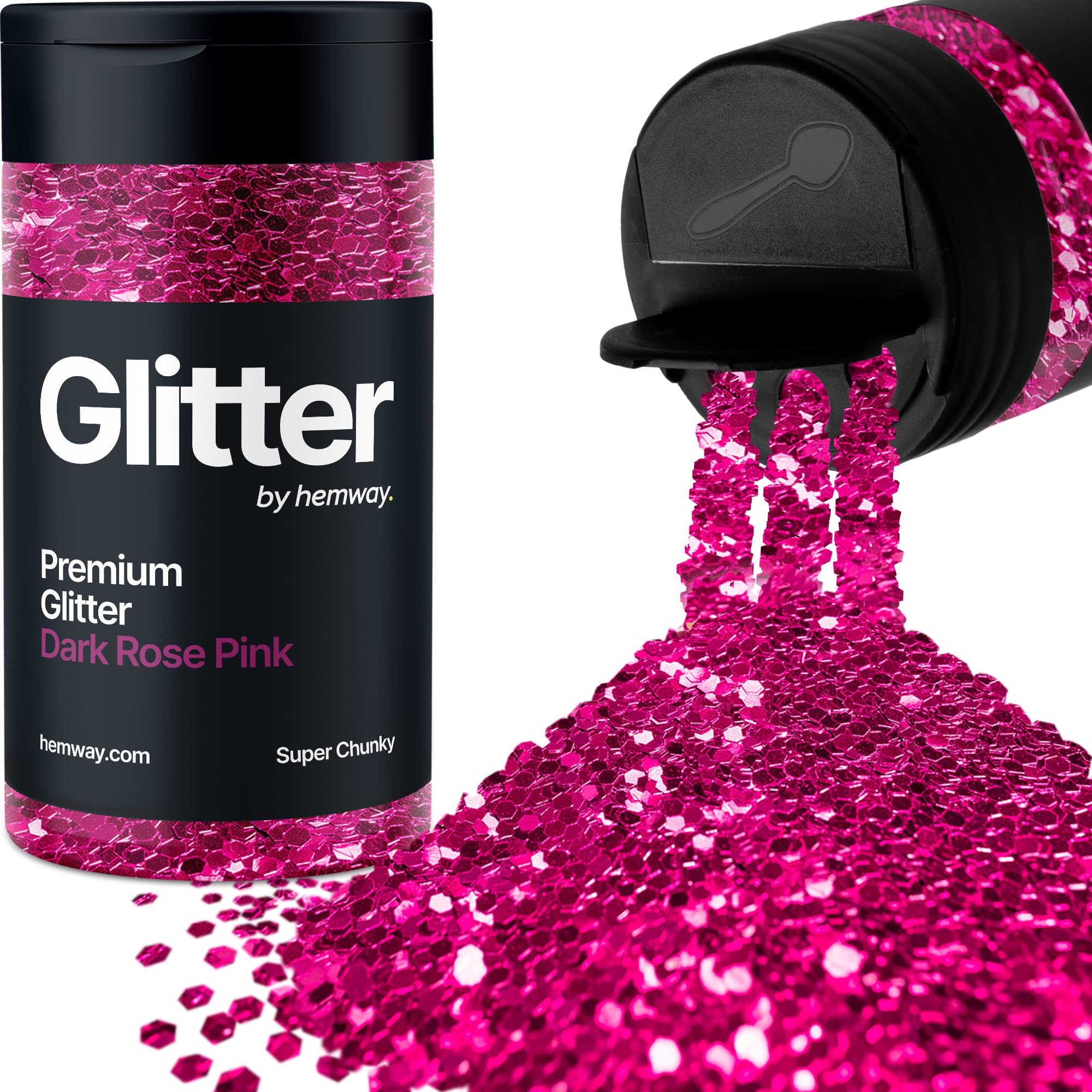 Dark Rose Pink Glitter Shaker, 130g Super Chunky Glitter, Crafts 1/8" Metallic Flake Dark Rose Pink Sequins, Resin & Epoxy Crafts, Decorating, Halloween, Christmas Nail, Face, Hemway