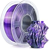 SUNLU Silk Dual Color Pla Filament, Silk PLA 3D Printer Filament 1.75mm, Shiny Silk Texture, Dimensional Accuracy +/- 0.02mm, 1KG Spool (2.2 lbs), PLA Silk Dual Color (Black Purple)