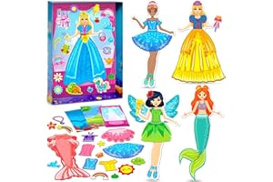 Magnetic Dress Up Dolls Girls Toys Princess Mermaid Fairy Ballerina Fridge Magnets Puzzles Toddlers 3-5 Pretend Play Car Road
