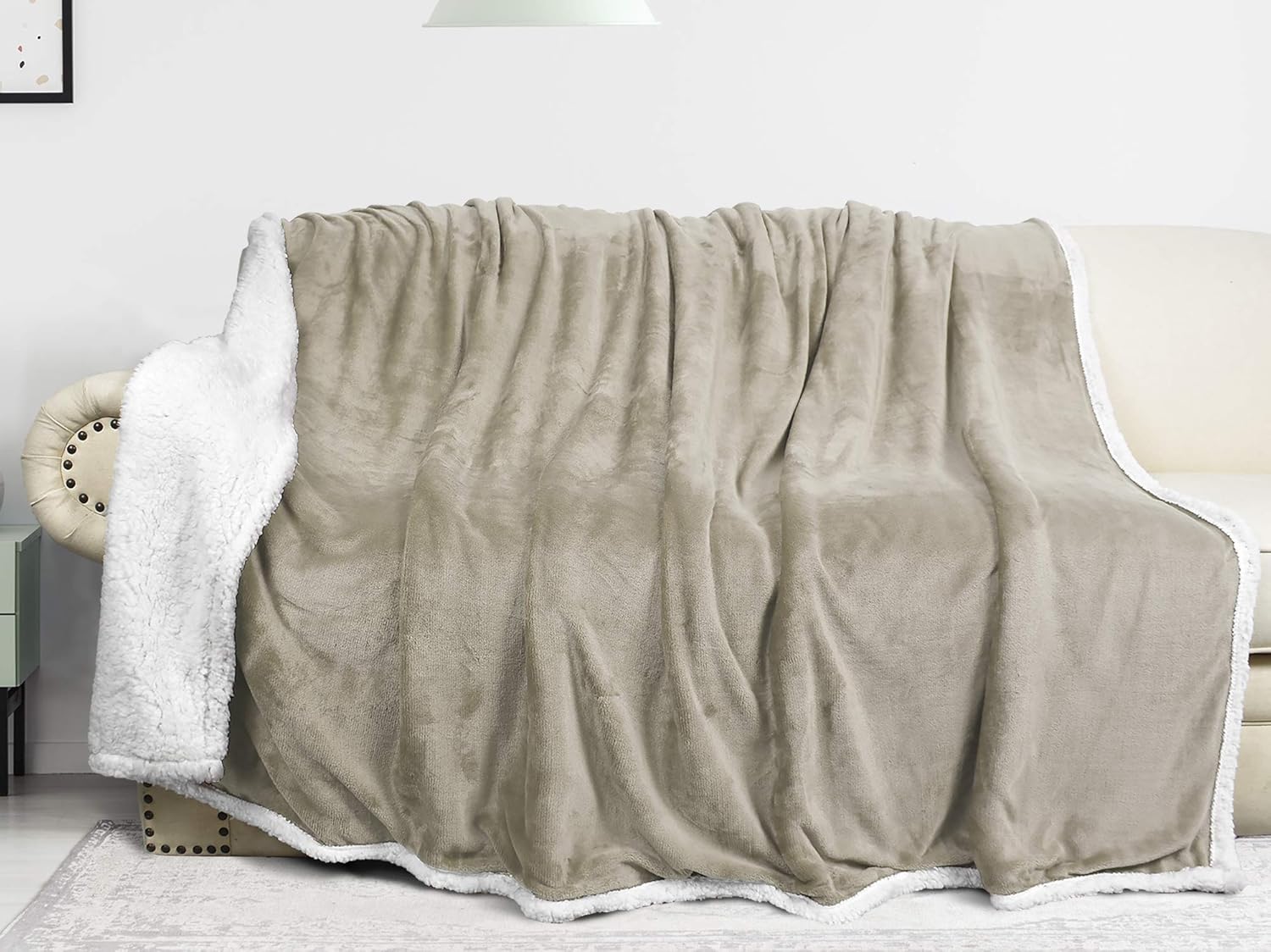 Catalonia Sherpa Blanket for Bed,Super Soft Fleece Plush Sofa Couch Throw Blanket,TV Bed Blanket,Comfy Cozy Fluffy Warm Comforter,Caring Gift (Camel,60x80 inches)