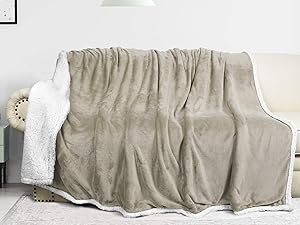 Catalonia Sherpa Blanket for Bed,Super Soft Fleece Plush Sofa Couch Throw Blanket,TV Bed Blanket,Comfy Cozy Fluffy Warm Comforter,Caring Gift (Camel,60x80 inches)