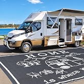 FACOYANS 9x12 FT RV Outdoor Rug - Home is Where We Park It Reversible Camper Mat - Waterproof Plastic Straw Camping Rug with Carry Bag - UV Resistant, Easy Clean Patio &amp; Awning Mat