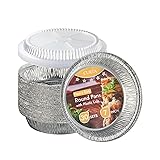 CURTA 7" Round Aluminum Foil Pans with Clear Lids