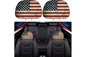 GODTERA 2 Pack Headrest Covers for American Flag, Seat Cover Accessories oft Black Fabric Car Headrest Protector Universal Fit to All Car/Truck Models (American Flag)