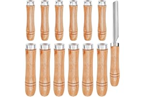 Aswewamt 12 Pcs Wooden File Handle with Strong Metal Collars Screwdriver Hand Drill File Small Wooden Handle Cutting Tool Craft for 6"-8" and 10"-12" File