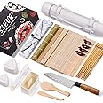 ISSEVE Sushi Making Kit Plus,All In One Sushi Bazooka Maker with Sushi Mold, Bamboo Mat, Bamboo Chopsticks, Paddle, Spreader,