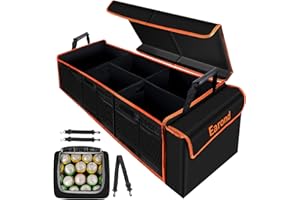 EAROND Large Trunk Organizer with Cooler, 3 Compartments SUV Cargo Organizer, Portable Trunk Organizer for suv,car,truck,rv,jeep(black)