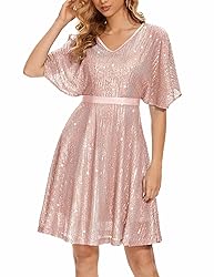 Wedtrend Rose Gold Women's Sequin Dress Birthday