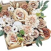 MISSPIN Artificial Flowers DIY Box Set Fake Roses Bouquet Bridal Wedding Flowers Colorful Centerpiece Table Decorations Boho Faux Floral with Stems Arrangements for Cake Home Party Indoor Outdoor