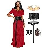 GERVAISE Womens Renaissance Costume Medieval Fairy Dress Victorian Irish Outfits 7pcs