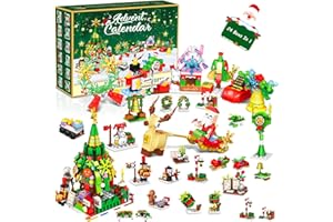 FERDIIZ Advent Calendar 2024 Christmas Tree Building Blocks Set, 24 Boxes of Christmas Countdown Gift Set with Building Tree Santa Claus Street Reindeer et. Creative Christmas Gifts for Teens Boys Girls Women Men