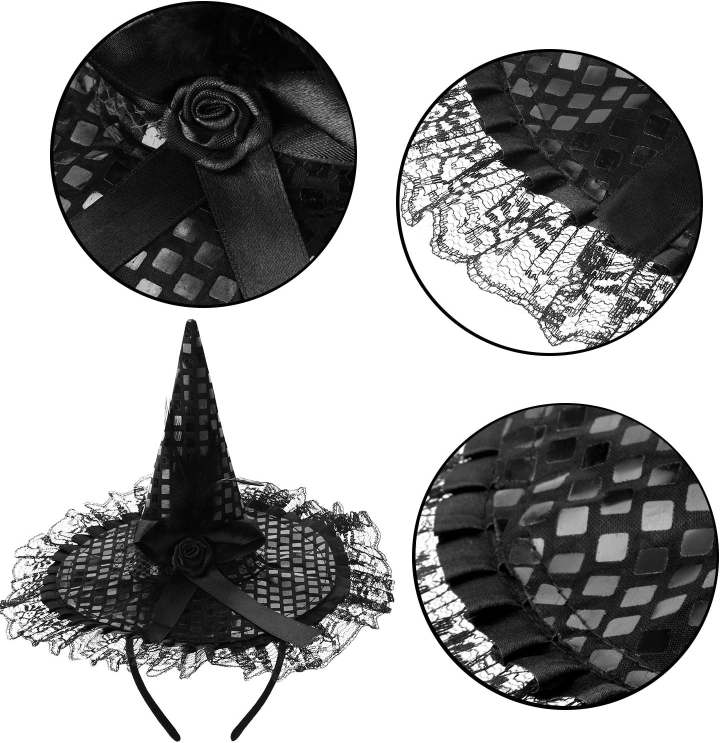 ADXCO 8 Colors Halloween Sequins Witch Hat Headbands Halloween Costume Headwear for Halloween Party Supplies: Toys & Games