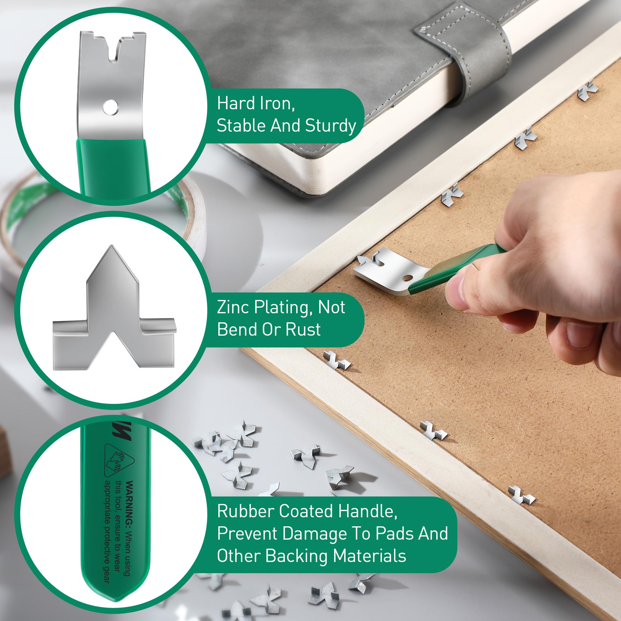 Feekoon Glazier Point Driver, Glazier Setting Tool with 100 Push Points, Glazing Push Point Driver Tool for Framing Glass Picture Cross Stitch(Green)