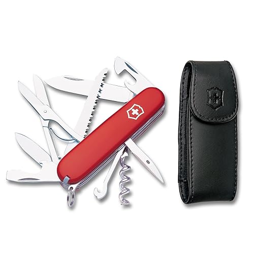 Victorinox Swiss Army Huntsman Pocket Knife w/Pouch, Red, 91mm in