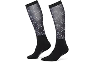 Kerrits Kids Dual Zone Equestrian Tall Boot Socks – Kids Knee-High Horse Riding Socks with Foot Cushion & Horse Print