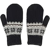 CaySep Kids Winter Warm Knit Mittens-Double Layer Thickn Outdoor Gloves Soft Stretchy Snowflakes Gloves for Boys Girls 5-10Y