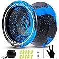 WATIEOBOO yoyo Professional, Metal Responsive Yoyo for Kids Unresponsive Yoyo for Adults with Unresponsive Bearings Kits, Glove and 10 Replacement Yoyos Strings - Black Blue
