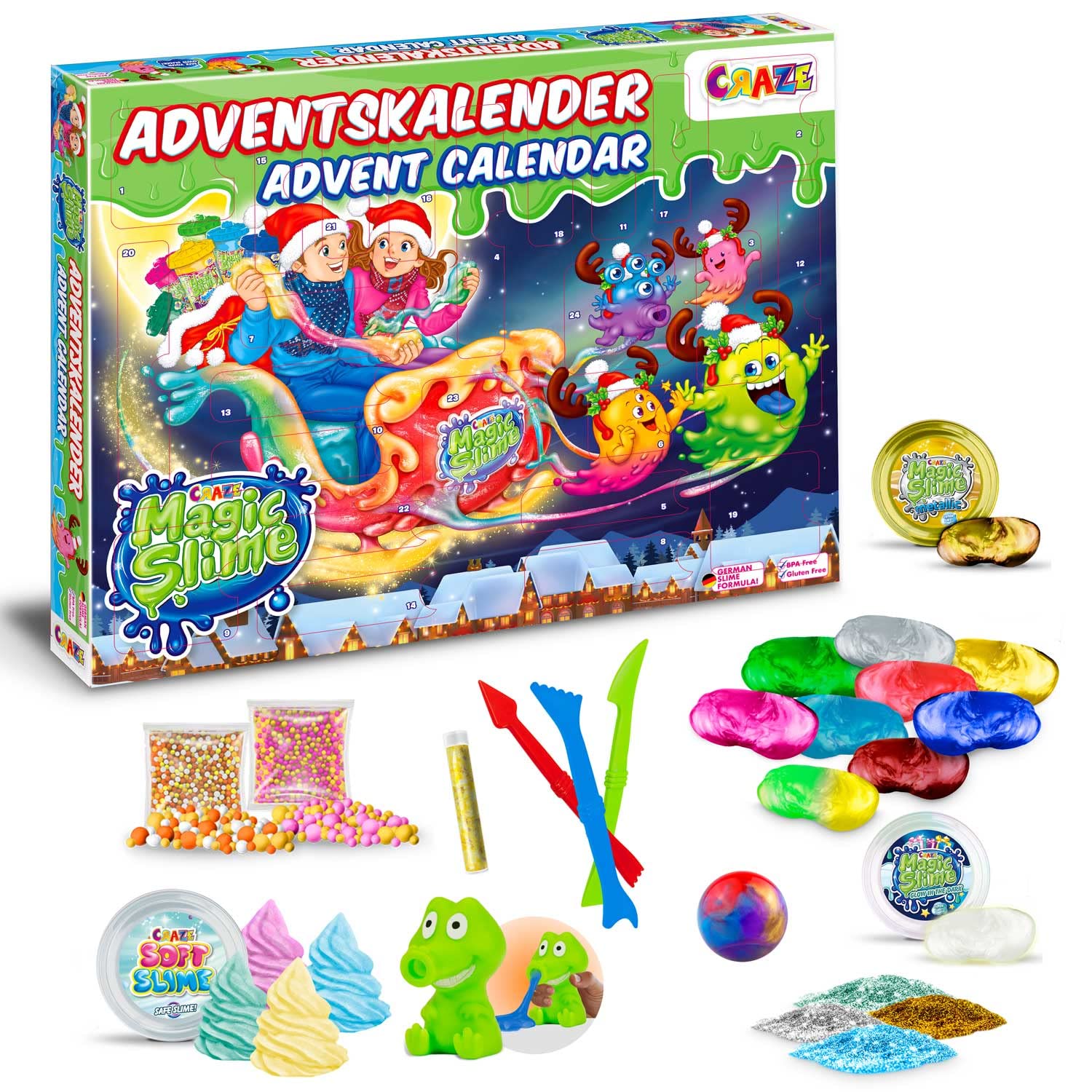 CRAZE Magic Slime Advent Calendar Children's Christmas Calendar with Slime for Girls and Boys, Toy Calendar Children's Slime