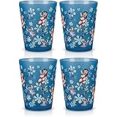 Disney Reusable Plastic Cups – 4 Pack 16 oz Plastic Drinking Glasses with Mickey, Stitch, Pooh, or Disney100 Designs – BPA-Free, Stackable, Top Rack Dishwasher Safe Tumblers for Water, Juice & More