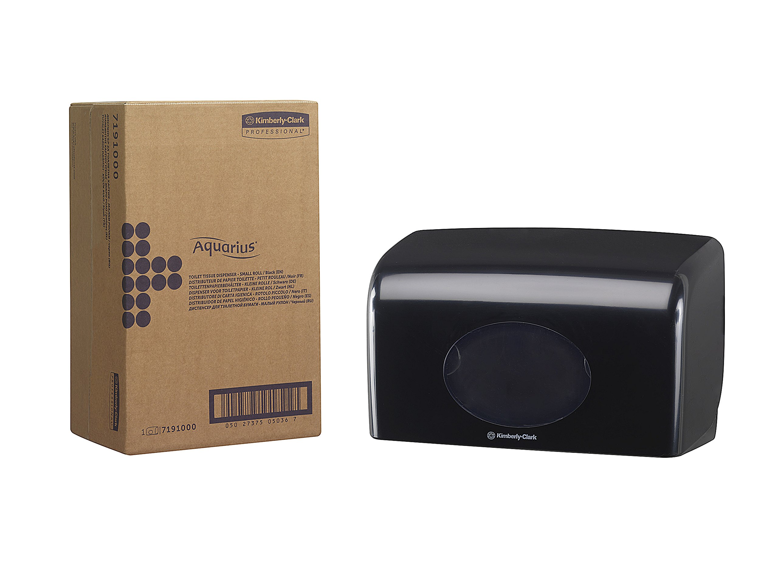 Aquarius, 7191, Small Roll Toilet Tissue Dispenser, Black, 1 x 1 Dispenser