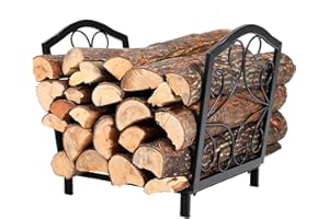 PHI VILLA 17 Inch Small Firewood Racks Indoor/Outdoor Firewood Bin Wood Burning Stove Accessories Wood Storage Log Rack Holder