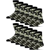 Croloose 12 Pairs Camo Socks for Men Army Casual Crew Socks Military Gift Valentine Camo Lover Gifts for Husband Boyfriend